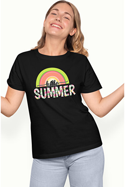 StoryGift Romania Tricou Femei Cu Mesajul "hello, Summer", Vara, Vacanta, Rel...