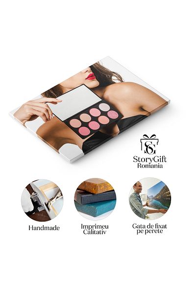 StoryGift Romania Tablou Canvas Eleganta Si Frumusete Tanara Cu Paleta De Farduri, Reflectand Refinedmentul Si St