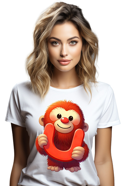 StoryGift Romania Tricou Femei Cu Un Urangutan Cu Litera "u", Ilustratie, Pen...