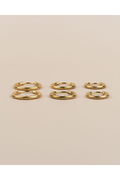 Portakal Esintisi 3 Çift 3 Boy İnce Halka Çelik Küpe