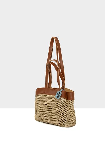 Bagmori Дамска мини чанта Taba Cub Straw Mesh M000008624