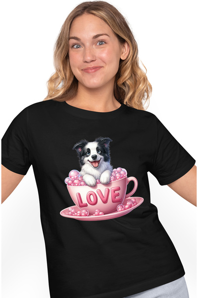 StoryGift Romania Tricou Femei Cu Un Catel Fericit Care Sta Intr-o Ceasca, Me...