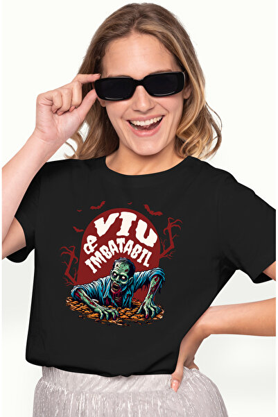 StoryGift Romania Tricou Femei Viu & Imbatabil Zombie Iesind Din Mormant Horr...