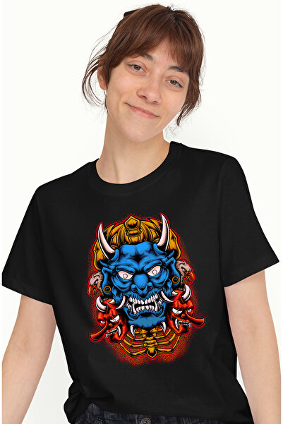StoryGift Romania Tricou Femei Cu Masca Oni, Vultur, Asiatic, Schelet, Coarne, Demon, Multicolor Blk_l