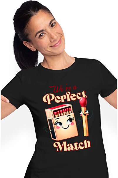 StoryGift Romania Tricou Femei Cu Un Chibrit Si Cu O Cutie De Chibrituri Cu Mesajul "we're A Perfe Blk_l
