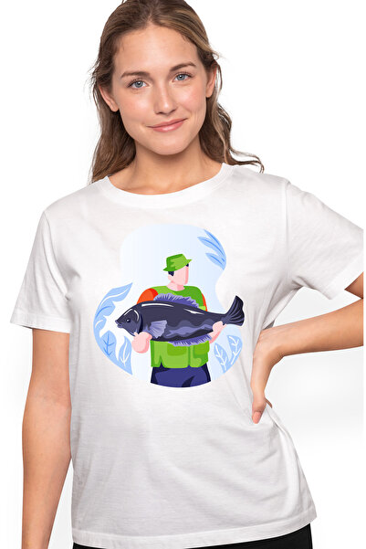 StoryGift Romania Tricou Femei Cu Pescar, Peste, Vesta, Multicolor Cu Imprime...