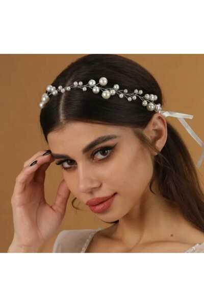 ROSAMOR Kristal Taşlı Incili Gelin Tacı Saç Aksesuarı, Düğün,kına,nikah,nişan...