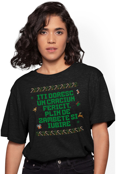 StoryGift Romania Tricou Femei Urare De Craciun Iti Doresc Un Craciun Fericit...