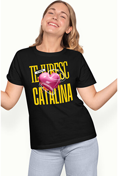 StoryGift Romania Tricou Femei Te Iubesc Catalina, Dragoste, Inima, Iubire, S...