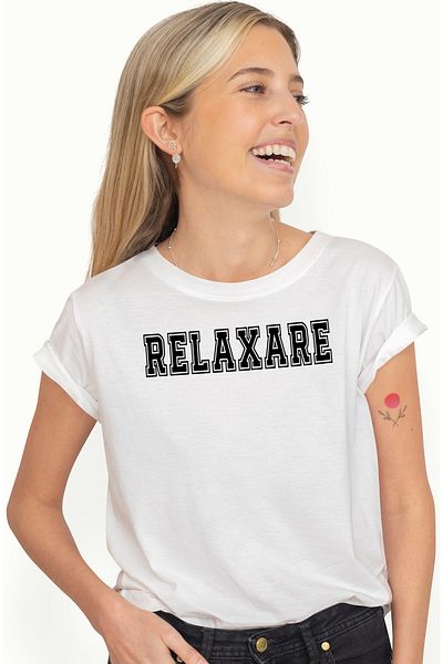 StoryGift Romania Tricou Femei Relaxare, Mesaj Motivational, Text Inspirational, Self Care, Cu Im Wht_l
