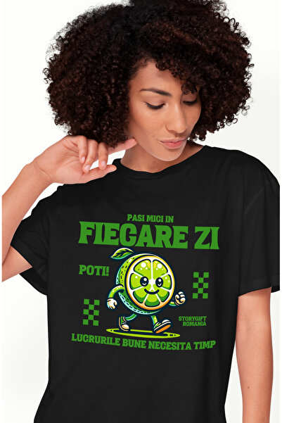 StoryGift Romania Tricou Femei Mesaj Motivational Pasi Mici In Fiecare Zi Lam...