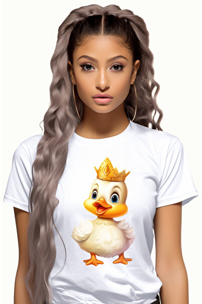 StoryGift Romania Tricou Femei Cu O Ratusca Bucuroasa Care Poarta O Coroana R...