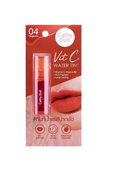 Cathy Doll Vit C Water Tint (04 Tangerine) – Long-Lasting Hydrating Lip Stain with Vitamin C & B5