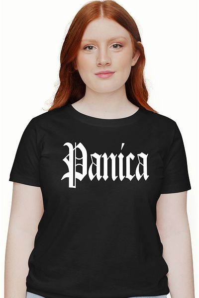 StoryGift Romania Tricou Femei Panica, Mesaj Motivational, Cuvant, Text Inspirational, Self Care, Blk_l