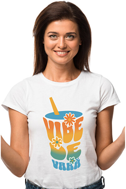 StoryGift Romania Tricou Femei Vibe De Vara Pahar Cocktal Vacanta Relaxare Cu Imprimeu Pe Fata, 1 Wht_l