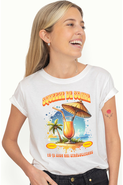 StoryGift Romania Tricou Femei Squeeze De Soare Adauga Stralucire Cocktail Cu...