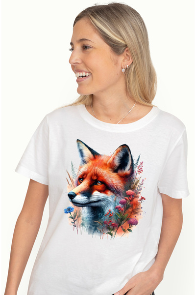 StoryGift Romania Tricou Femei Cu O Vulpe Care Se Uita In Zare, Ilustratie, F...