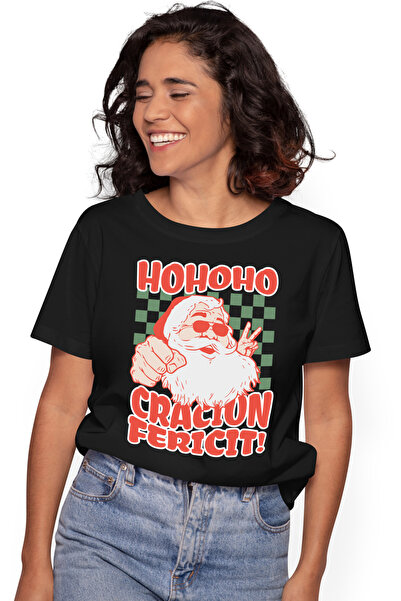 StoryGift Romania Tricou Femei Hohoho Craciun Fericit Mos Haios Cool Sarbatoa...