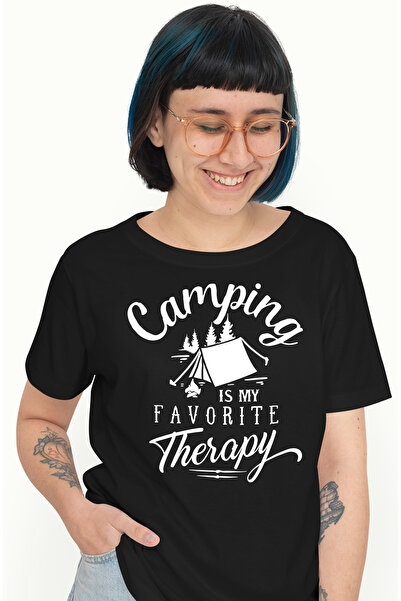 StoryGift Romania Tricou Femei Cu Mesajul "camping Is My Favorite Therapy" - ...