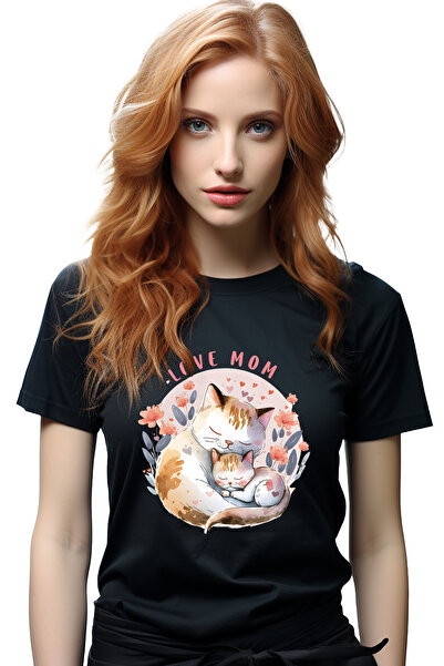 StoryGift Romania Tricou Femei Cu Pisoi Si Pisica Cu Mesajul "love Mom", Iubi...