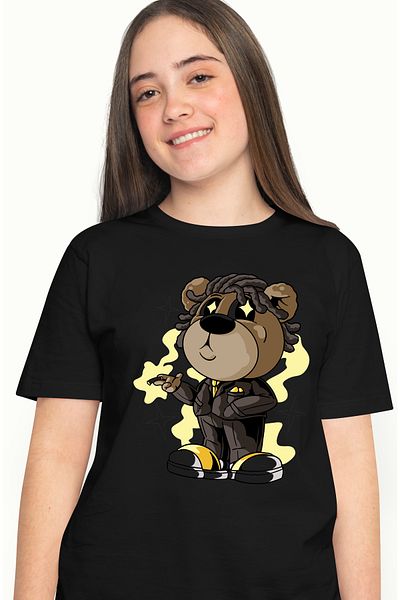 StoryGift Romania Tricou Femei Ursulet Baby Cu Costum Business Si Design Nft Cu Imprimeu Pe Fata, Blk_l