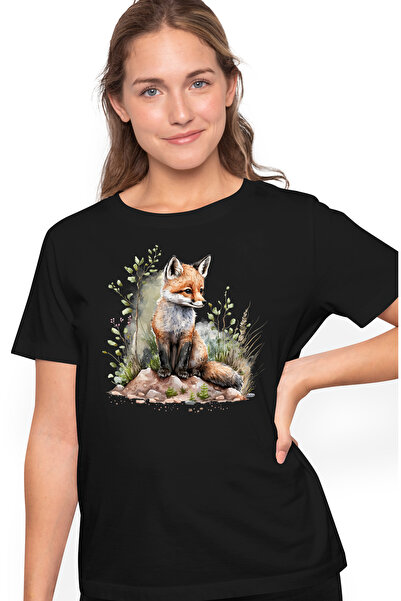 StoryGift Romania Tricou Femei Cu Un Pui De Vulpe, Ilustratie, In Natura, Pla...