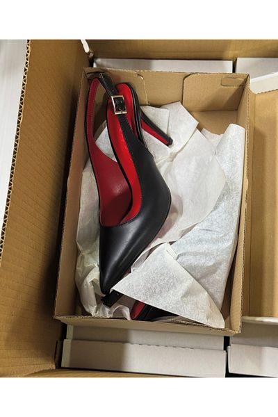 MYVOLANTE Pantofi clasici cu toc cu talpă roșie neagră - Stiletto