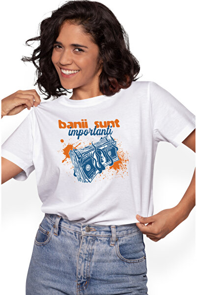 StoryGift Romania Tricou Femei Teanc De Bani In Flacari Text Banii Sunt Impor...