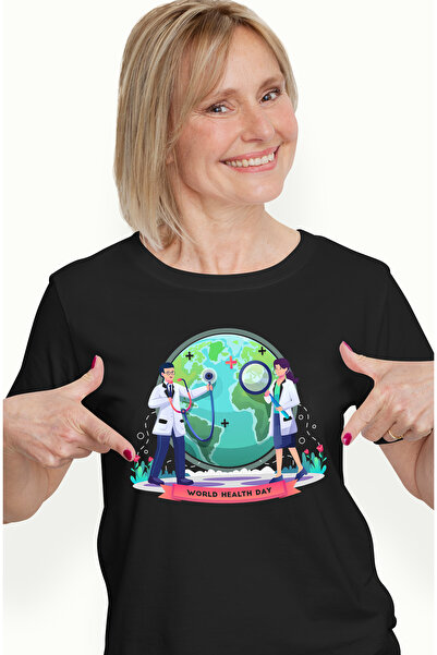 StoryGift Romania Tricou Femei Cu Mesaj In Engleza World Health Day, Glob Pam...