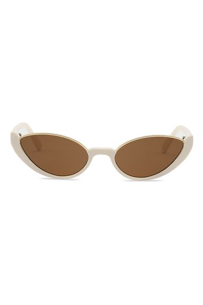Angel Eyes Cat Eye Design Cream Frame Brown Glass Women's Sunglasses