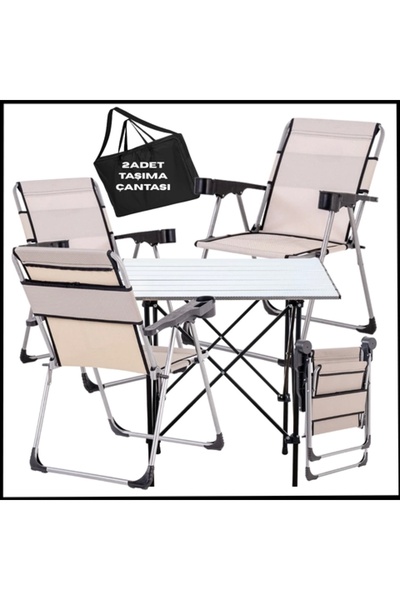Uygunayakala Uyguna-Yakala Kestane - Taşıma Çantalı 4 Adet Katlanır Kamp Sand...