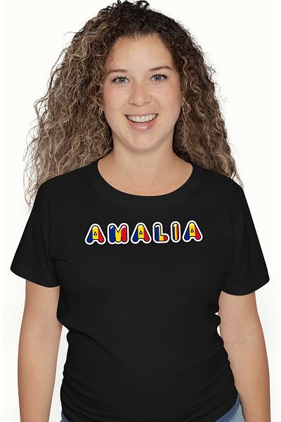 StoryGift Romania Tricou Femei Cu Numele Amalia, Romania, Suporter, Steagul Romaniei, Patriot, Cu Blk_l