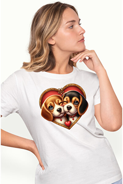 StoryGift Romania Tricou Femei Cu O Catelusa Si Un Catel, Ilustratie, Fericir...