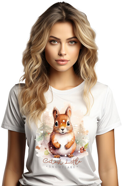 StoryGift Romania Tricou Femei Cu O Veverita Cu Mesajul "cutest Little Snowfl...