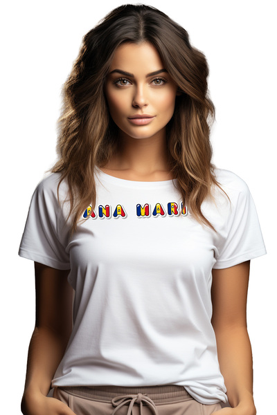 StoryGift Romania Tricou Femei Cu Numele Ana Maria, Romania, Suporter, Steagul Romaniei, Patriot, Wht_m