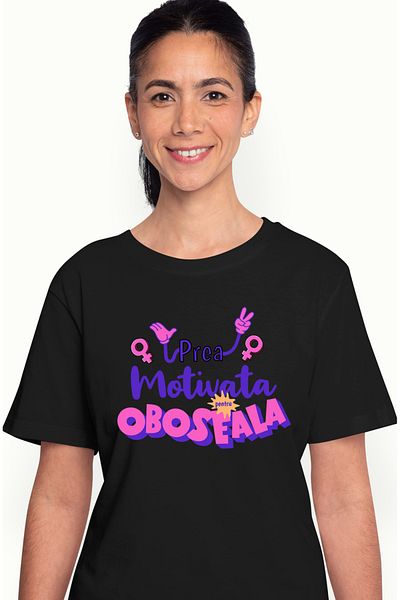 StoryGift Romania Tricou Femei Citat Motivational Prea Motivata Pentru Oboseala Femeie Puternica C Blk_l