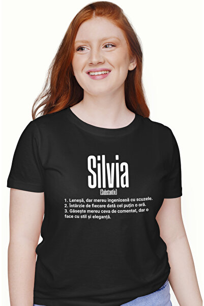 StoryGift Romania Tricou Femei Cu Numele Silvia, Si Mesaj Amuzant, Lenesa, Me...