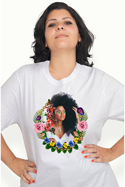 StoryGift Romania Tricou Femei Cu Portret Femeie Par Cret, Make Up Turcoaz, F...