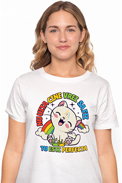 StoryGift Romania Women's T-shirt happy cat don't forget who you want to be y...