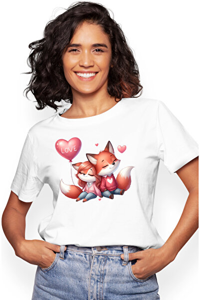 StoryGift Romania Tricou Femei Cu 2 Vulpite, Ilustratie, Apropiere, Prietenie...