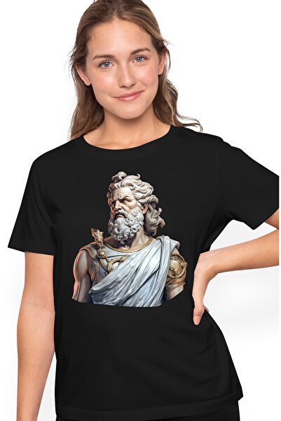 StoryGift Romania Tricou Femei Cu O Statuie Din Mitologia Greaca, Zeus, Puter...