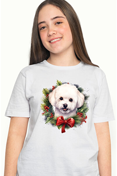 StoryGift Romania Tricou Femei Cu Un Catel Alb Vesel, Ilustratie, Blanos, Vasc, Frunze, Brad, Iarn Wht_m