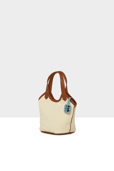 Bagmori Tan Women's Leather Garnished Canvas Mini Bag M000008617