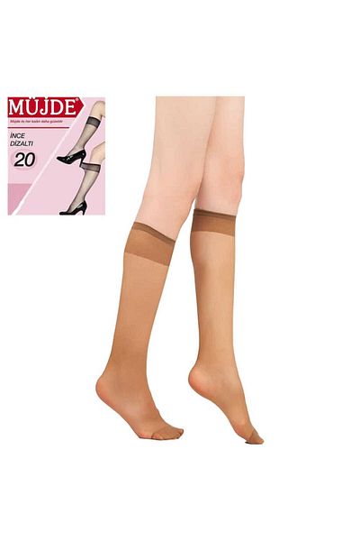 Müjde 5 Pack Knee Length Thin Trouser Socks 20 Denier Tulle Socks 38 Bronze