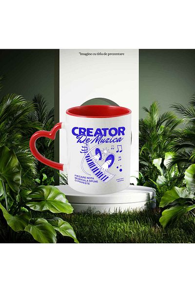 StoryGift Romania Mug With Human Hands Playing Piano Keys Hobby Text In Romanian Creator Of , With Heart Handle