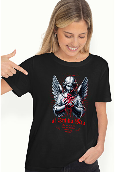 StoryGift Romania Tricou Femei Inger - Ai Inima Mea, Cadou, Indredere, Cu Imp...