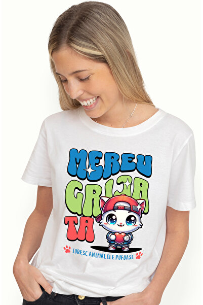 StoryGift Romania Tricou Femei Pisica Cu Inima Mereu Grija Ta Inima, Iubitori...