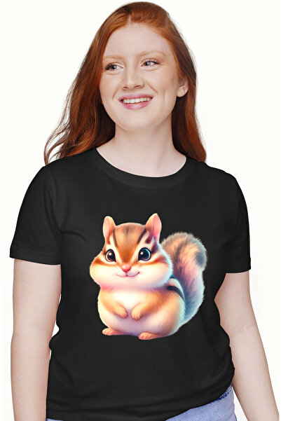 StoryGift Romania Tricou Femei Cu O Veverita Grasuta, Ilustratie, Curioasa, J...