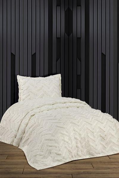 CANDAN ÇEYİZ طقم مفرش سرير فردي من Pompom Delux Bohemian Ecru
