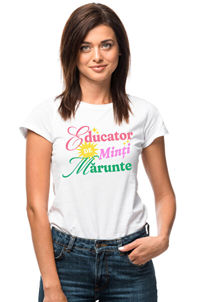 StoryGift Romania Tricou Femei Educator De Minți Marunte Scoala Profesor Cu I...